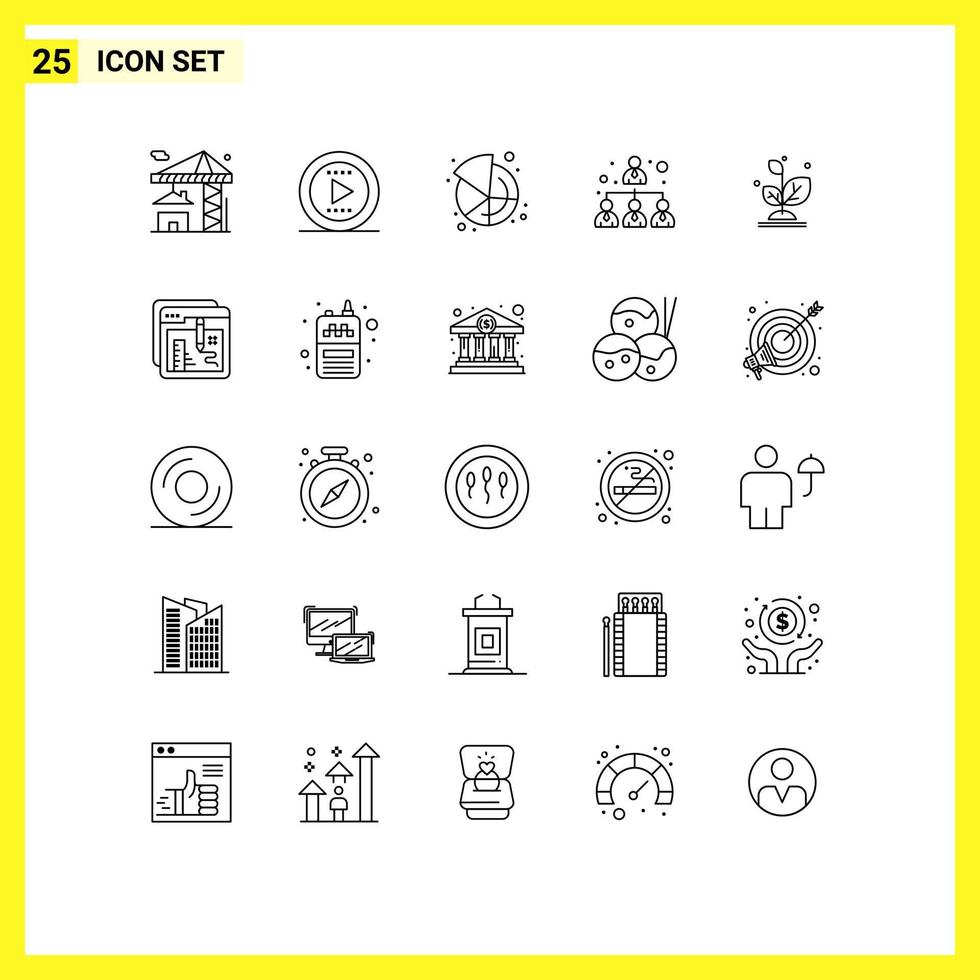 25 Universal Line Signs Symbols of success grow market plant hierarchy Editable Vector Design Elements