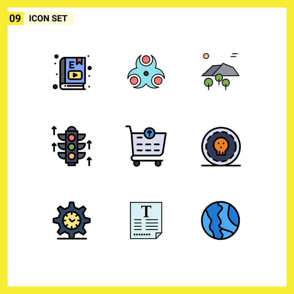 9 Universal Filledline Flat Color Signs Symbols of ecommerce server health light birds Editable Vector Design Elements