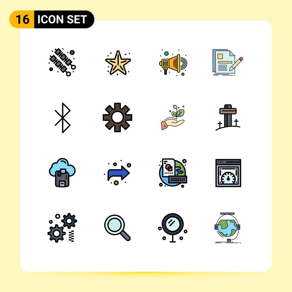 Universal Icon Symbols Group of 16 Modern Flat Color Filled Lines of connection resume advertise pen file Editable Creative Vector Design Elements