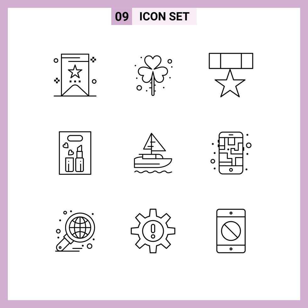 9 Creative Icons Modern Signs and Symbols of boat cosmetics award beauty star Editable Vector Design Elements