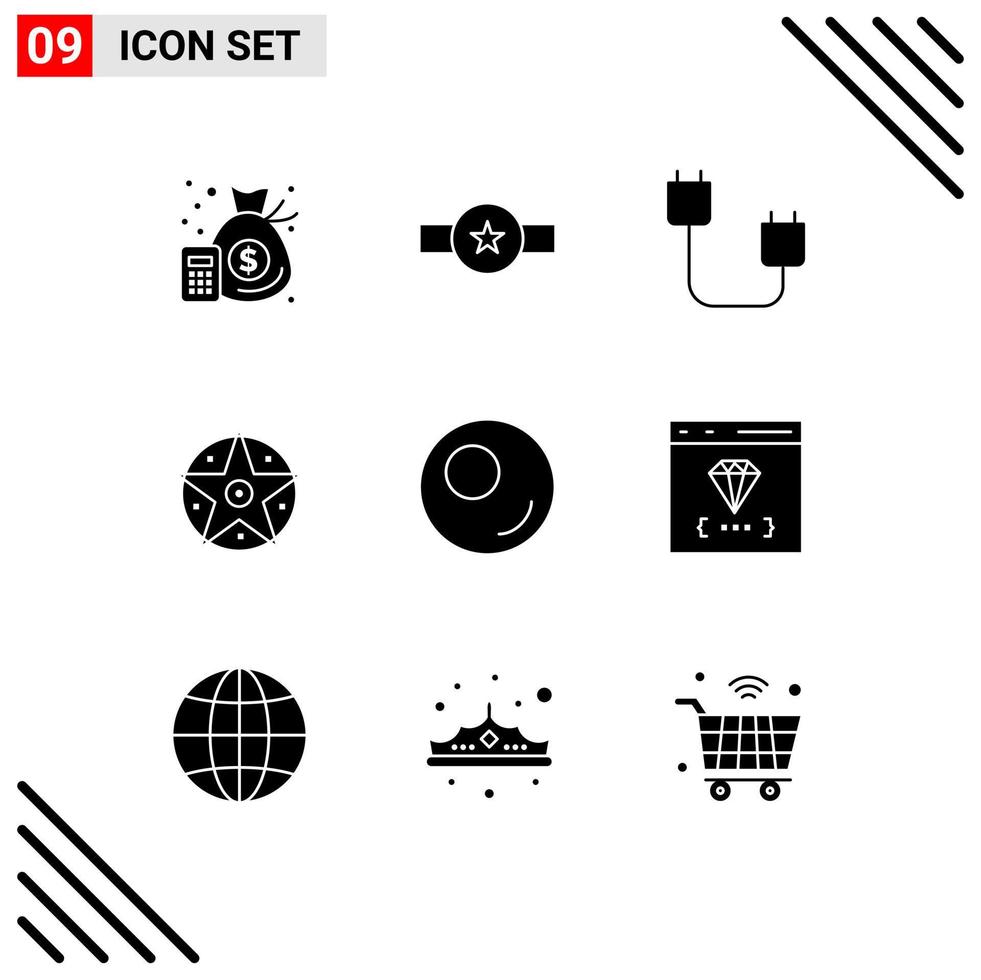 Modern Set of 9 Solid Glyphs and symbols such as star satanic star pentacle gadget Editable Vector Design Elements