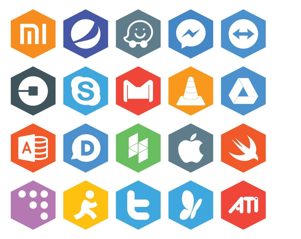 20 Social Media Icon Pack Including microsoft access player skype media mail vector