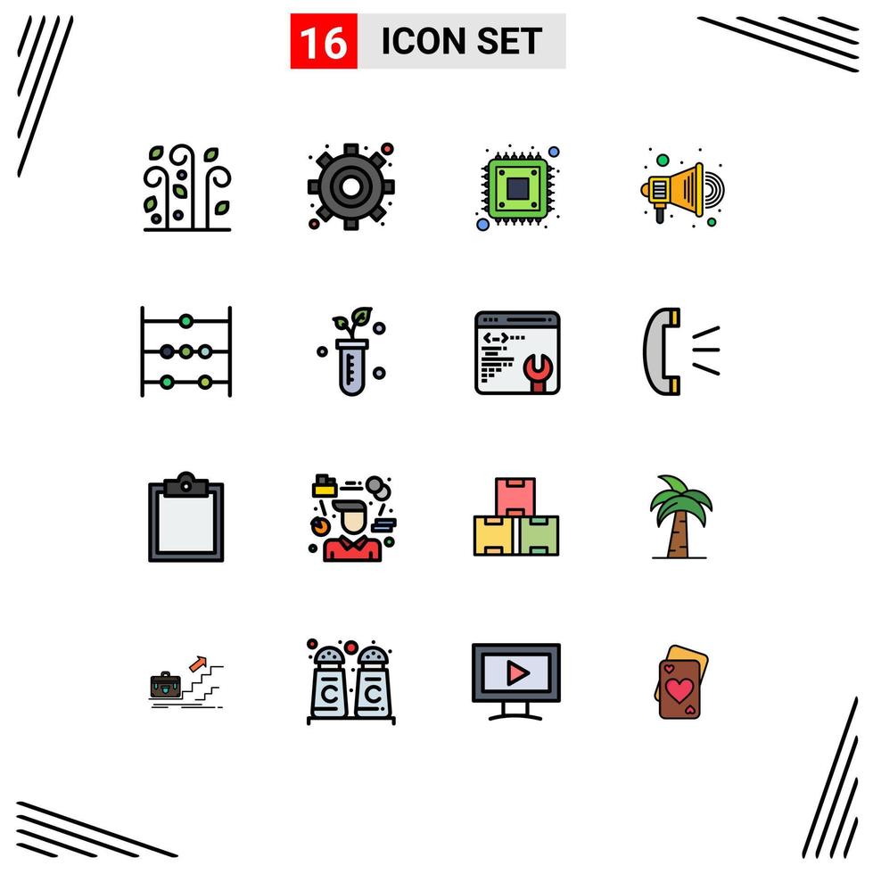 16 iconos creativos signos y símbolos modernos de tubo matemáticas cpu ábaco promoción elementos de diseño de vectores creativos editables