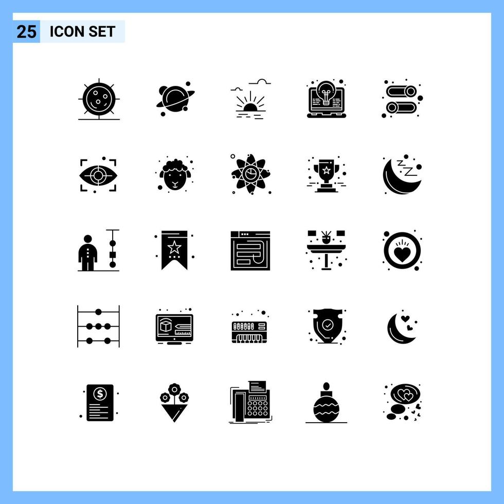 Solid Glyph Pack of 25 Universal Symbols of light idea space coding spring Editable Vector Design Elements