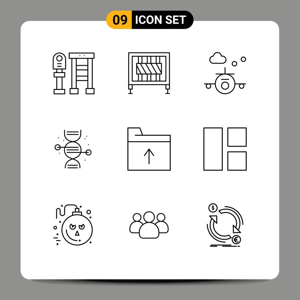 9 Thematic Vector Outlines and Editable Symbols of folder bone beach medical adn Editable Vector Design Elements