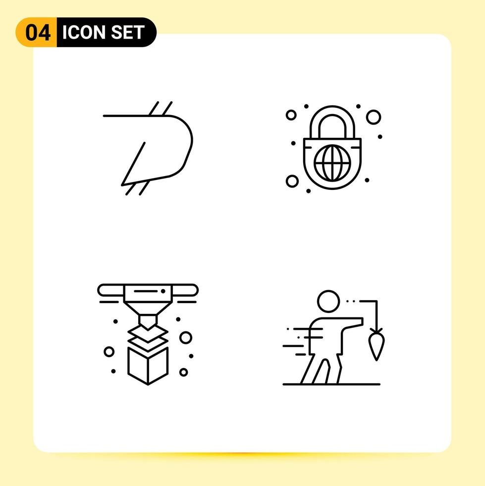User Interface Pack of 4 Basic Filledline Flat Colors of digibyte printer crypto currency globe lock layer Editable Vector Design Elements