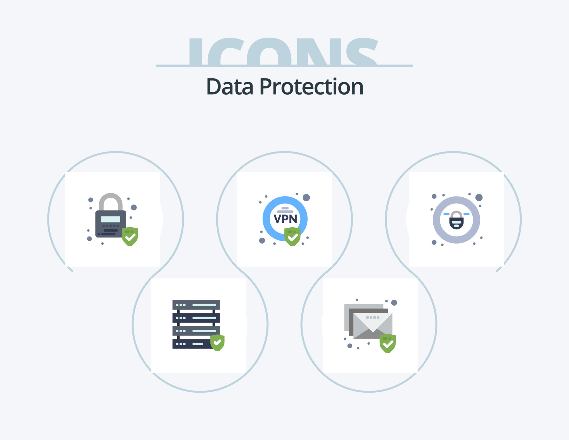Data Protection Flat Icon Pack 5 Icon Design. . . security. security ...