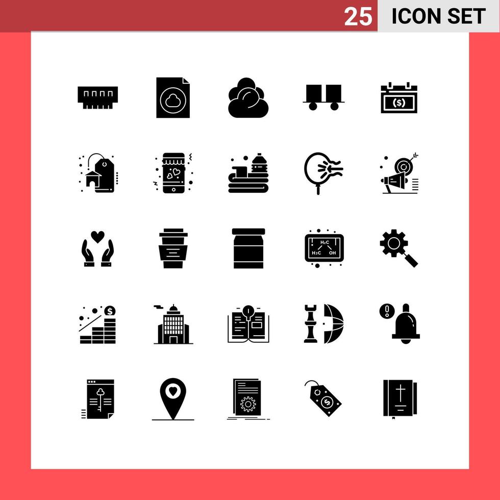paquete de iconos de vector de stock de 25 signos y símbolos de línea para elementos de diseño de vector editables de vehículos de oruga de carretilla elevadora de calendario