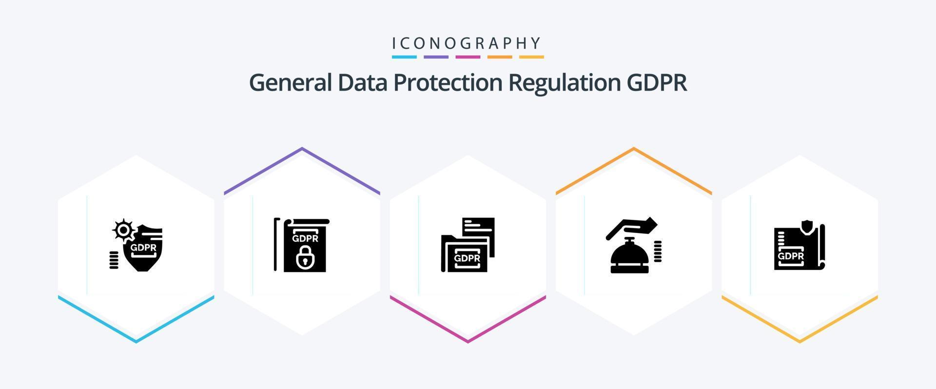 Gdpr 25 Glyph icon pack including . folder . law . file . data vector