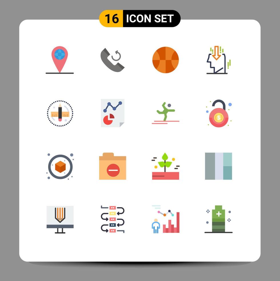 Set of 16 Vector Flat Colors on Grid for data ruler web pencil public Editable Pack of Creative Vector Design Elements