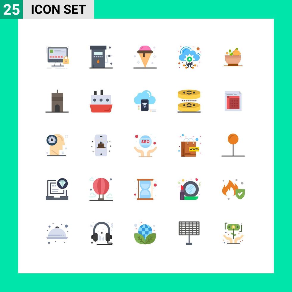 25 Flat Color concept for Websites Mobile and Apps hosting server cloud power sweet ice Editable Vector Design Elements