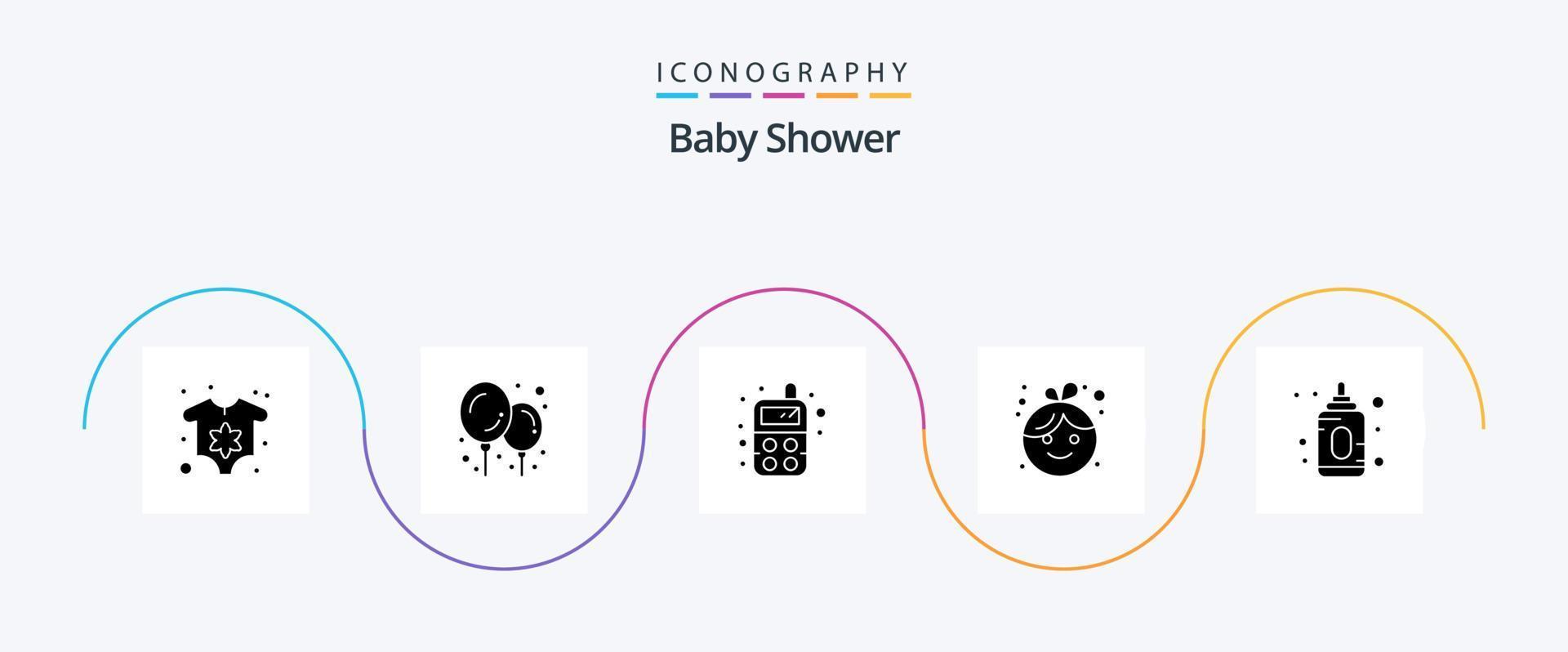 Baby Shower Glyph 5 Icon Pack Including . baby. feeder. baby vector