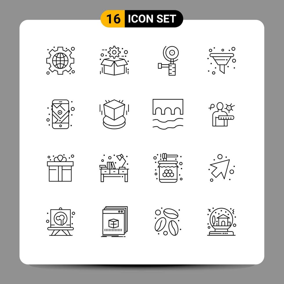 16 Universal Outlines Set for Web and Mobile Applications mobile seo seo sort filter Editable Vector Design Elements