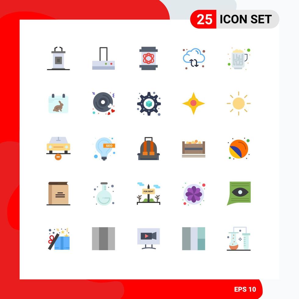 Universal Icon Symbols Group of 25 Modern Flat Colors of beer reload danger arrow refresh Editable Vector Design Elements