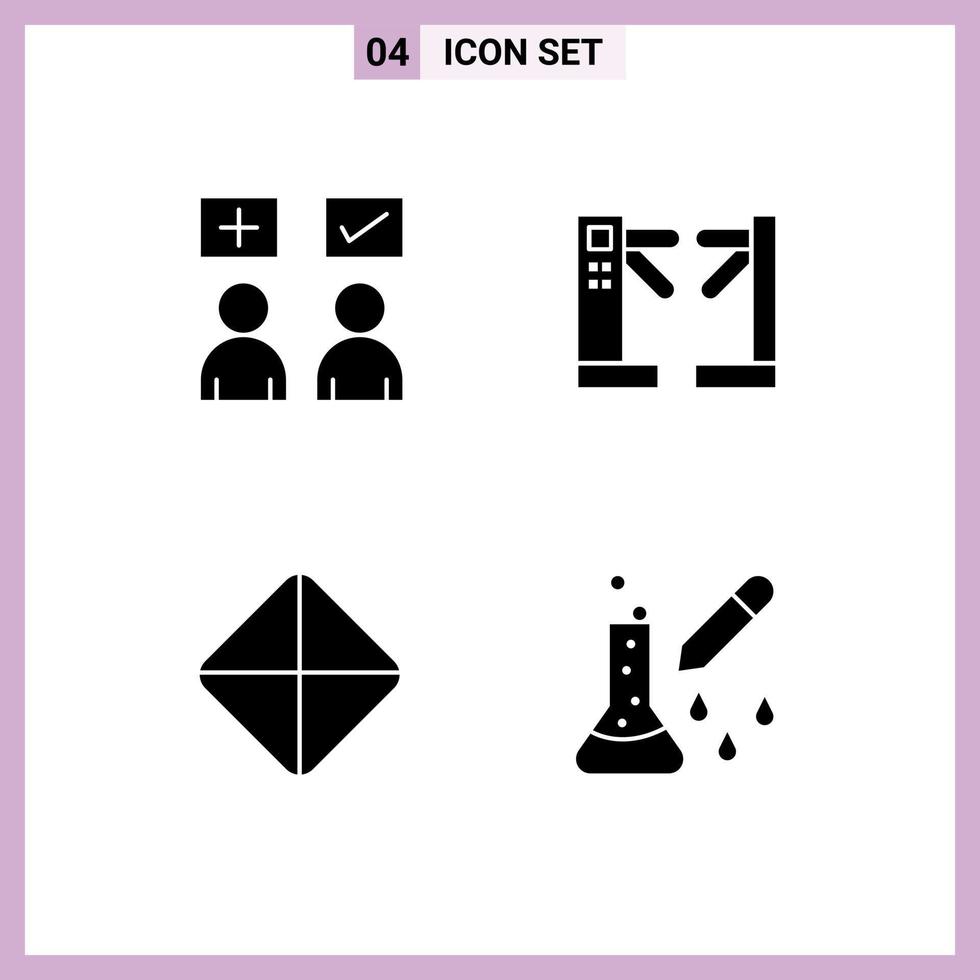 Universal Icon Symbols Group of 4 Modern Solid Glyphs of answers pill tick control viagra Editable Vector Design Elements