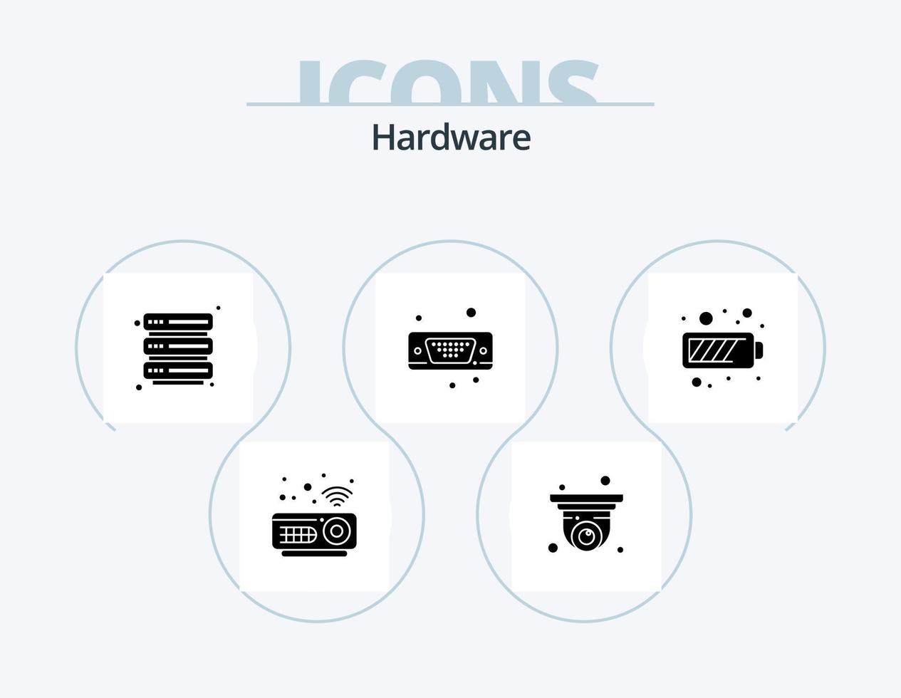 Hardware Glyph Icon Pack 5 Icon Design. energy. charging. server. battery. port vector