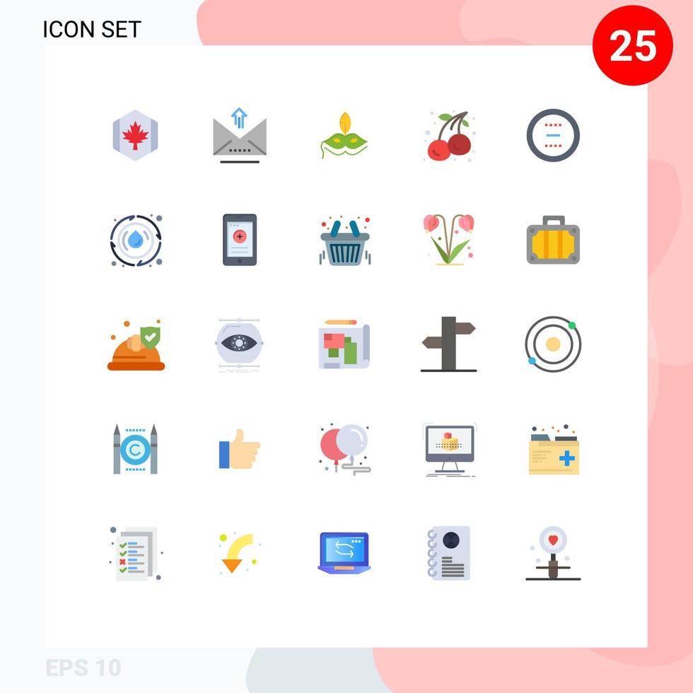 Universal Icon Symbols Group of 25 Modern Flat Colors of cancel food upload cherry mardigras Editable Vector Design Elements