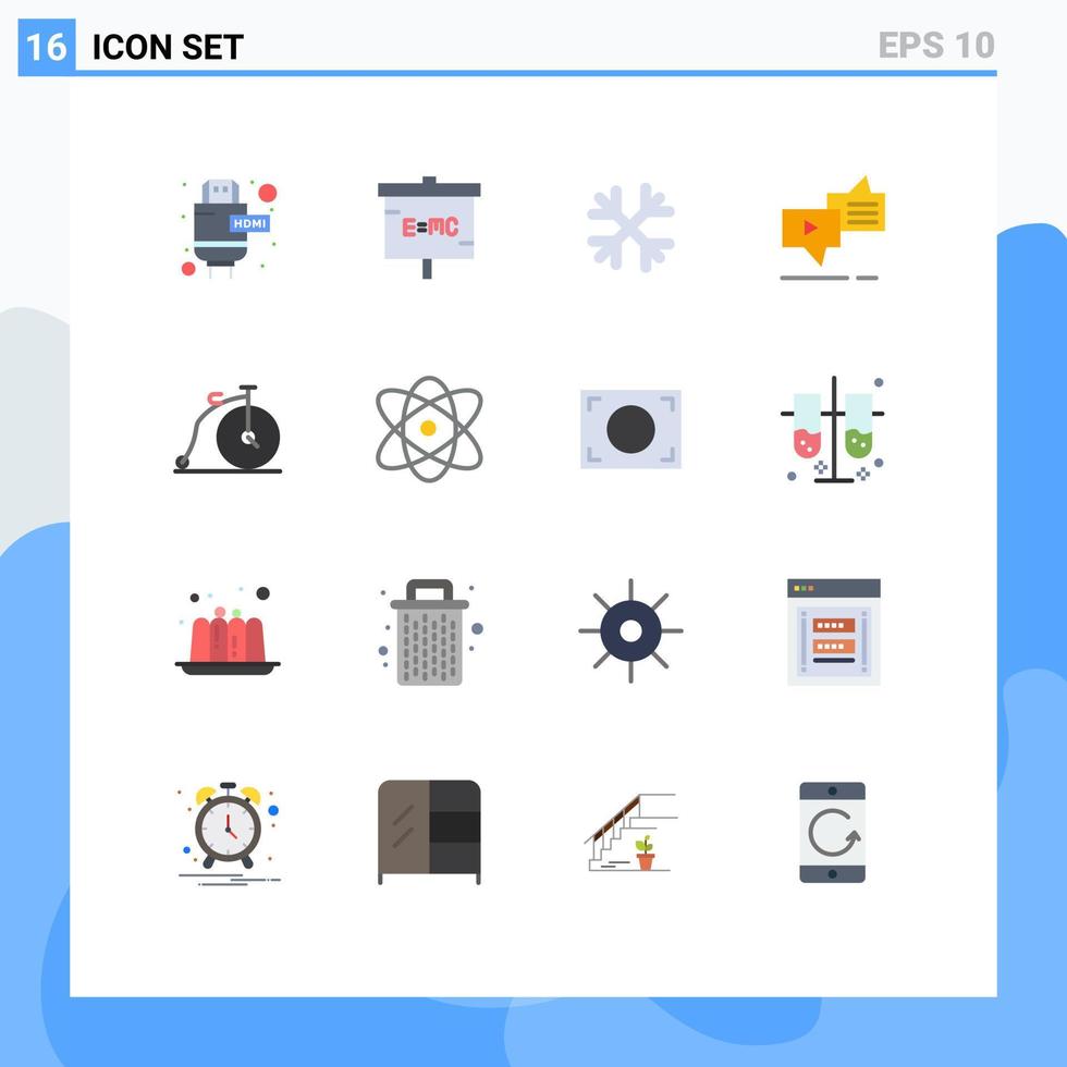 Universal Icon Symbols Group of 16 Modern Flat Colors of bike messaging snow marketing chat Editable Pack of Creative Vector Design Elements