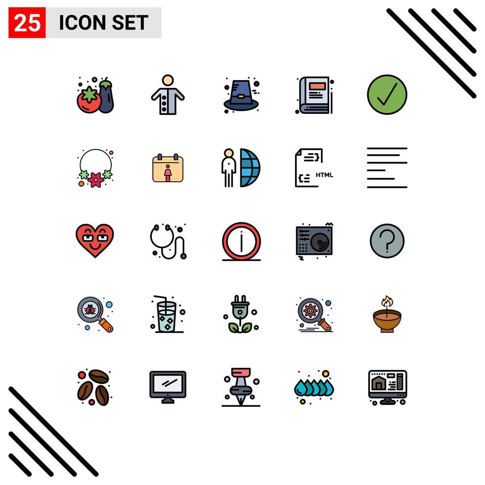Universal Icon Symbols Group of 25 Modern Filled line Flat Colors of media player success autumn education book Editable Vector Design Elements