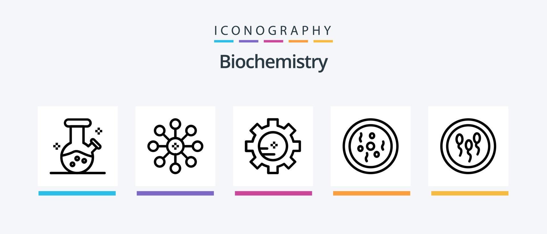 Biochemistry Line 5 Icon Pack Including biology. atom. test. chemistry. biochemistry. Creative Icons Design vector