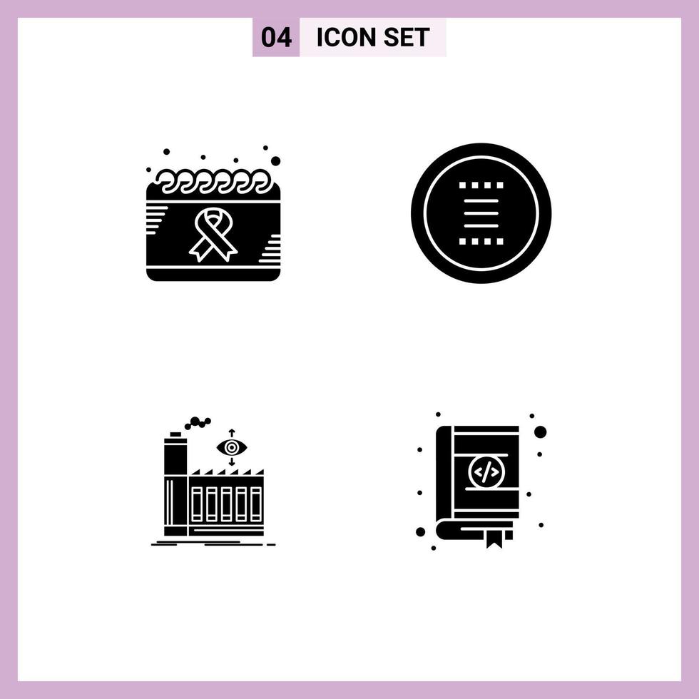 Universal Solid Glyph Signs Symbols of calendar navigation health circle factory Editable Vector Design Elements