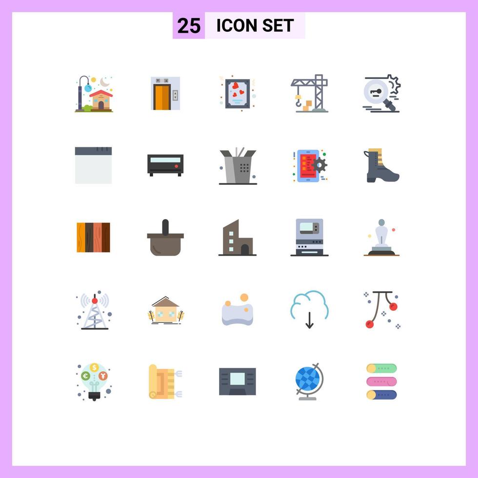 25 Creative Icons Modern Signs and Symbols of secure search heart key construction Editable Vector Design Elements