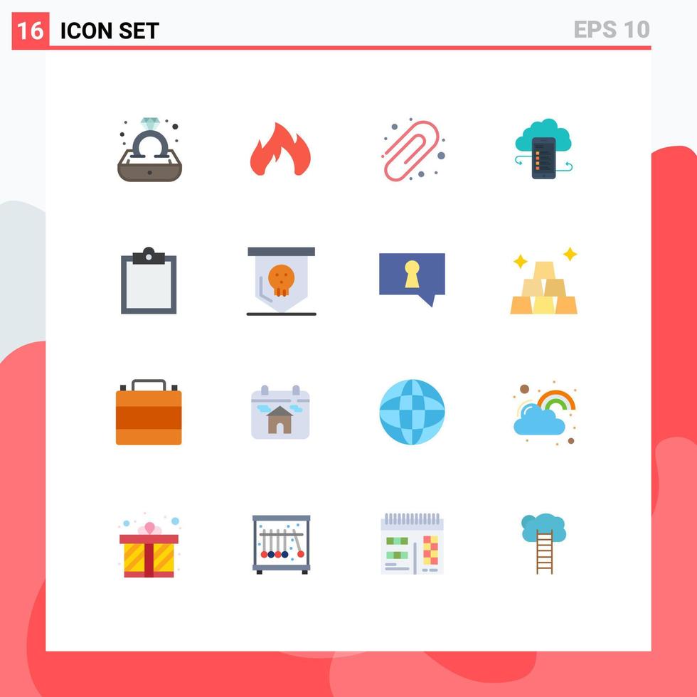Pictogram Set of 16 Simple Flat Colors of safety information back to school clouds business Editable Pack of Creative Vector Design Elements