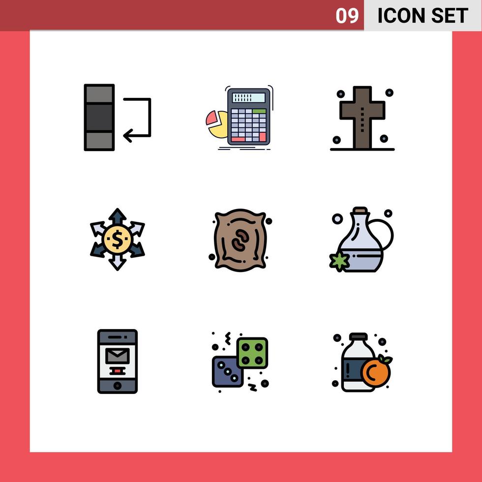 9 iconos creativos signos y símbolos modernos de fertilizante flecha disfraz dinero lápida elementos de diseño vectorial editables vector