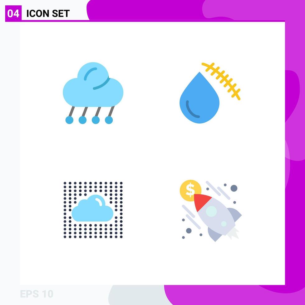 4 Creative Icons Modern Signs and Symbols of climate wound night blood data Editable Vector Design Elements