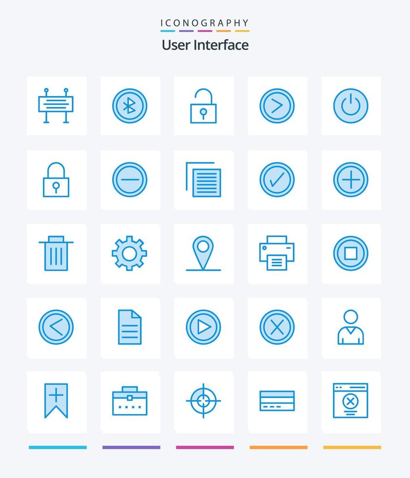 Creative User Interface 25 Blue icon pack  Such As power. interface. lock. user. interface vector
