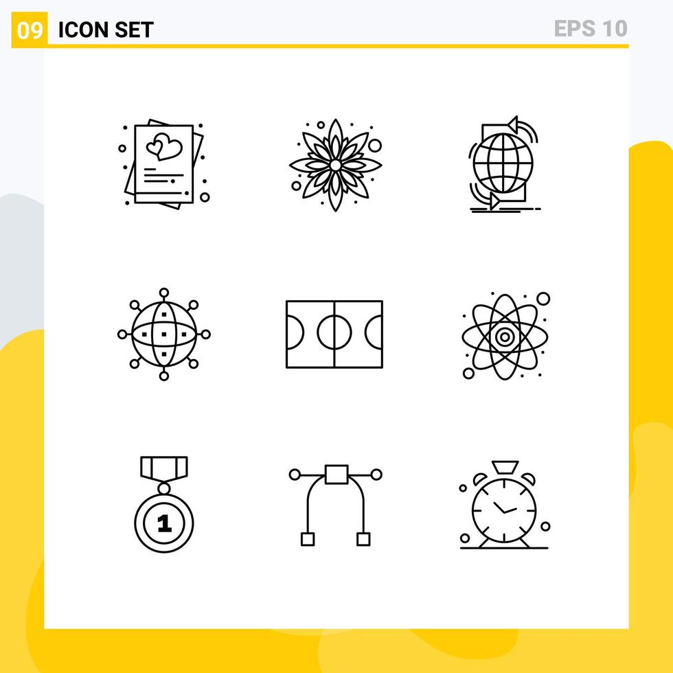 Group of 9 Modern Outlines Set for worldwide money connectivity connection web Editable Vector Design Elements