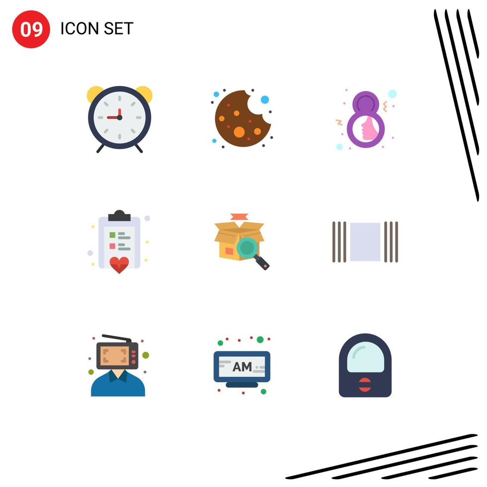 Stock Vector Icon Pack of 9 Line Signs and Symbols for box note day checklist face Editable Vector Design Elements