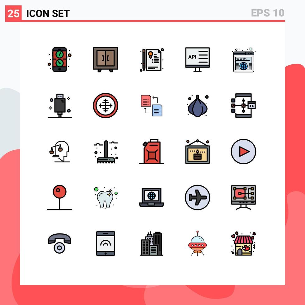 Universal Icon Symbols Group of 25 Modern Filled line Flat Colors of address develop certificate computer app Editable Vector Design Elements