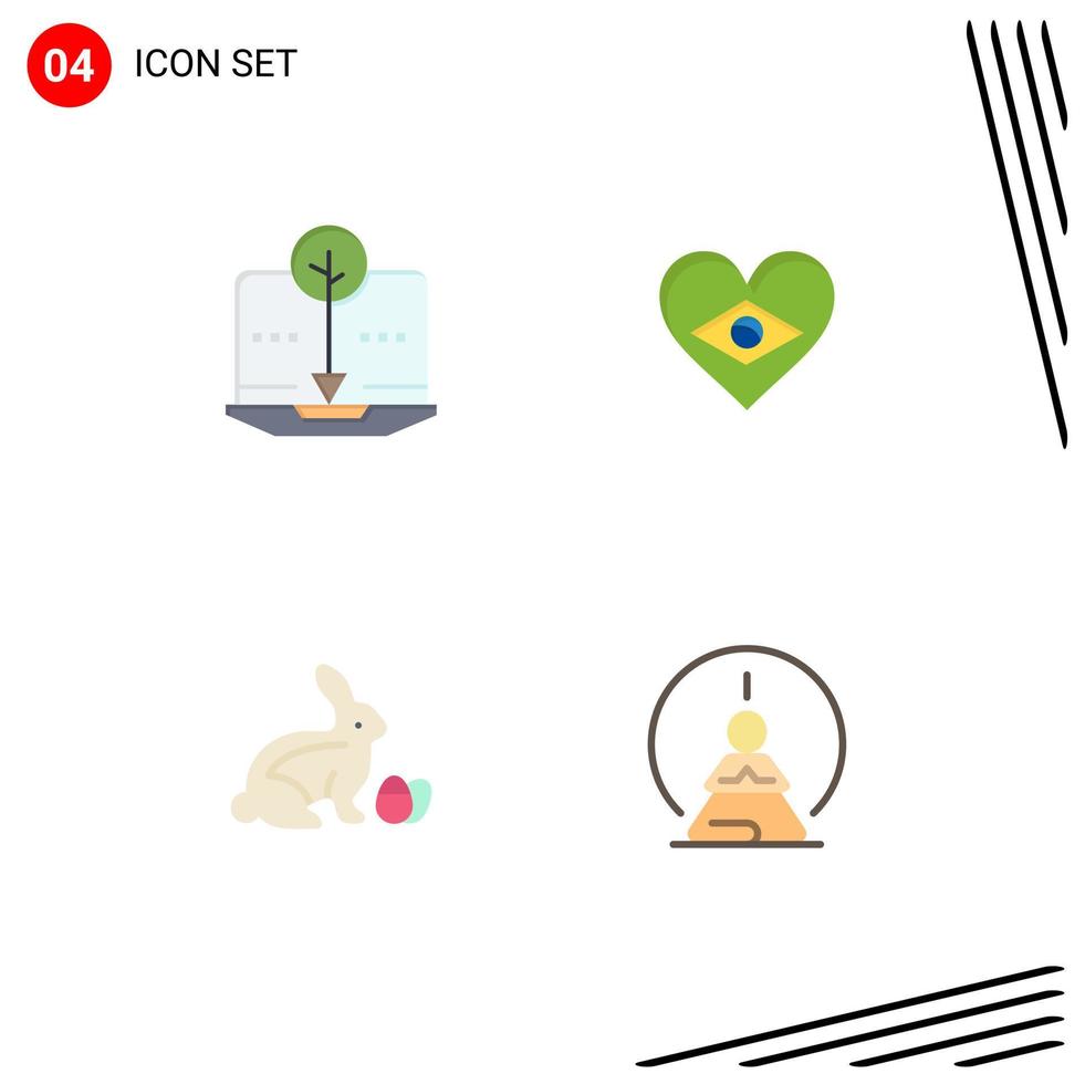 conjunto de 4 iconos de interfaz de usuario modernos símbolos signos para elementos de diseño de vector editables de naturaleza de bandera digital de pascua orgánica