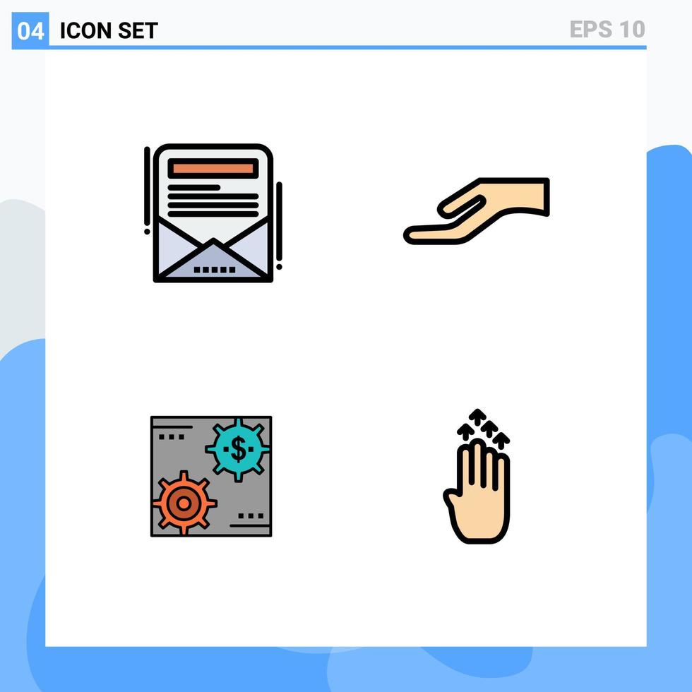 Set of 4 Vector Filledline Flat Colors on Grid for enewsletter make alms revenue money Editable Vector Design Elements