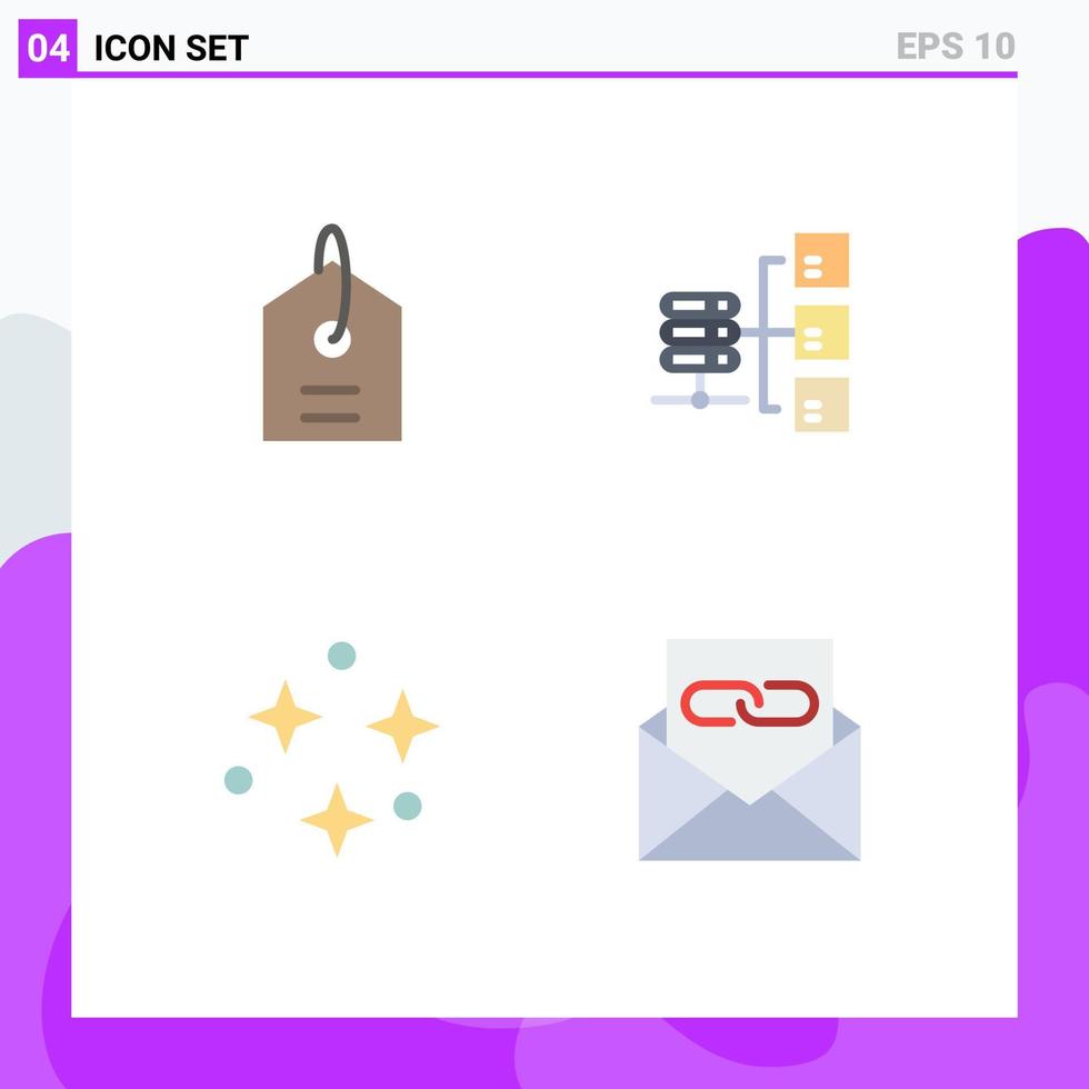 Mobile Interface Flat Icon Set of 4 Pictograms of price space network social communication Editable Vector Design Elements