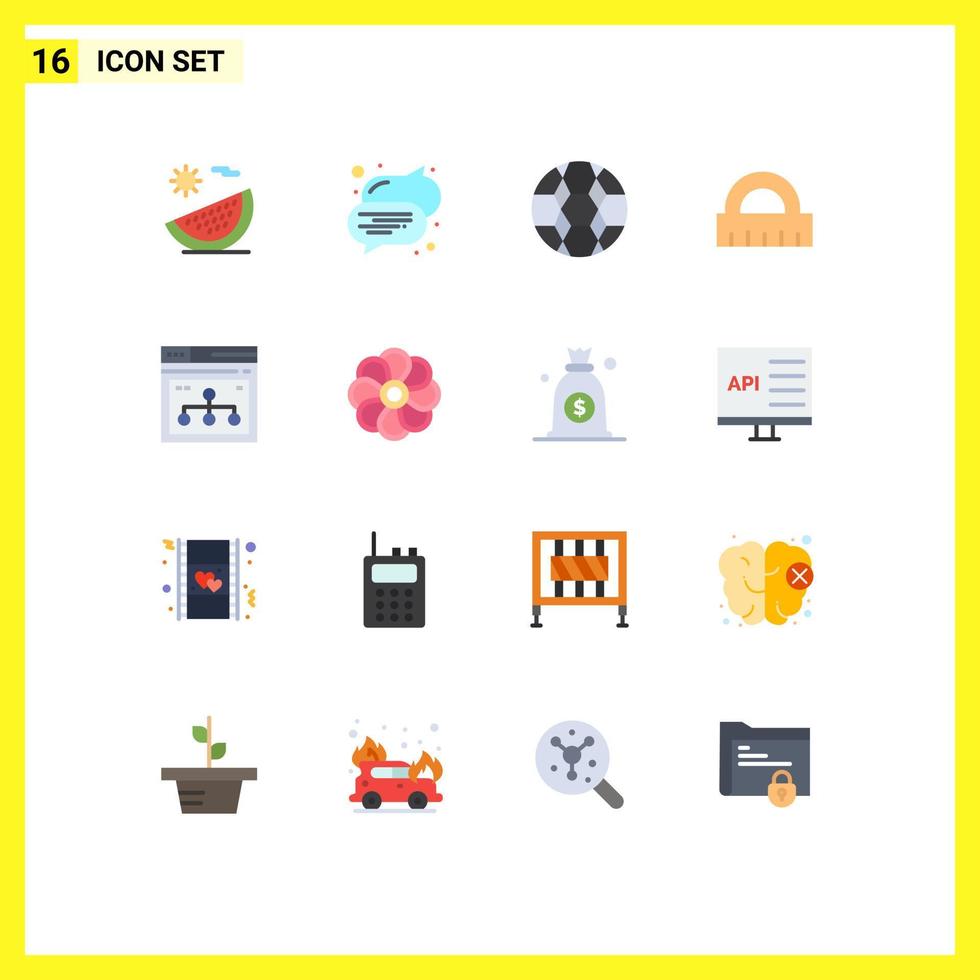 paquete de iconos de vector de stock de 16 signos y símbolos de línea para la arquitectura de regla de bola de internet web paquete editable de elementos creativos de diseño de vector