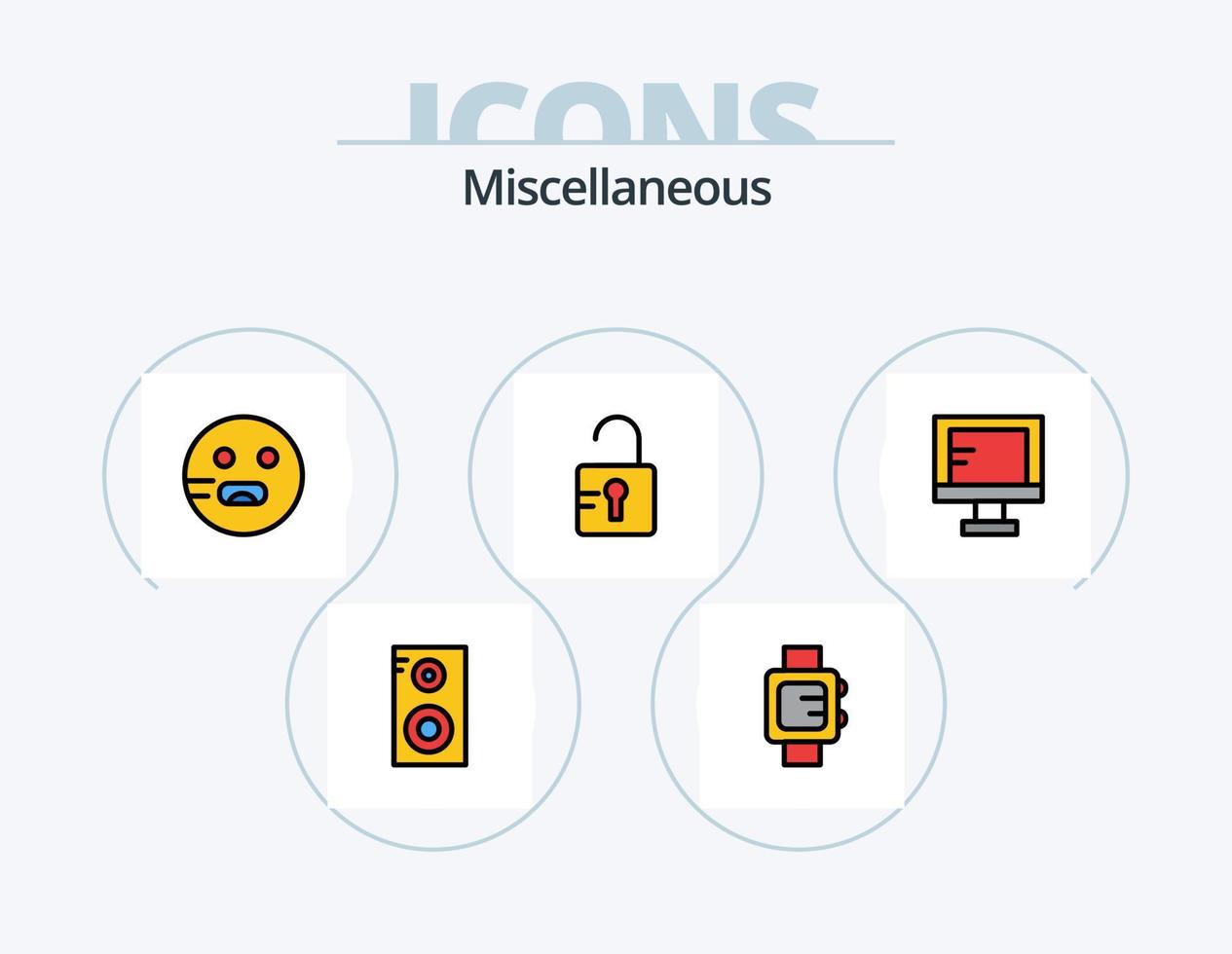 Miscellaneous Line Filled Icon Pack 5 Icon Design. light. diode. love. school. online vector