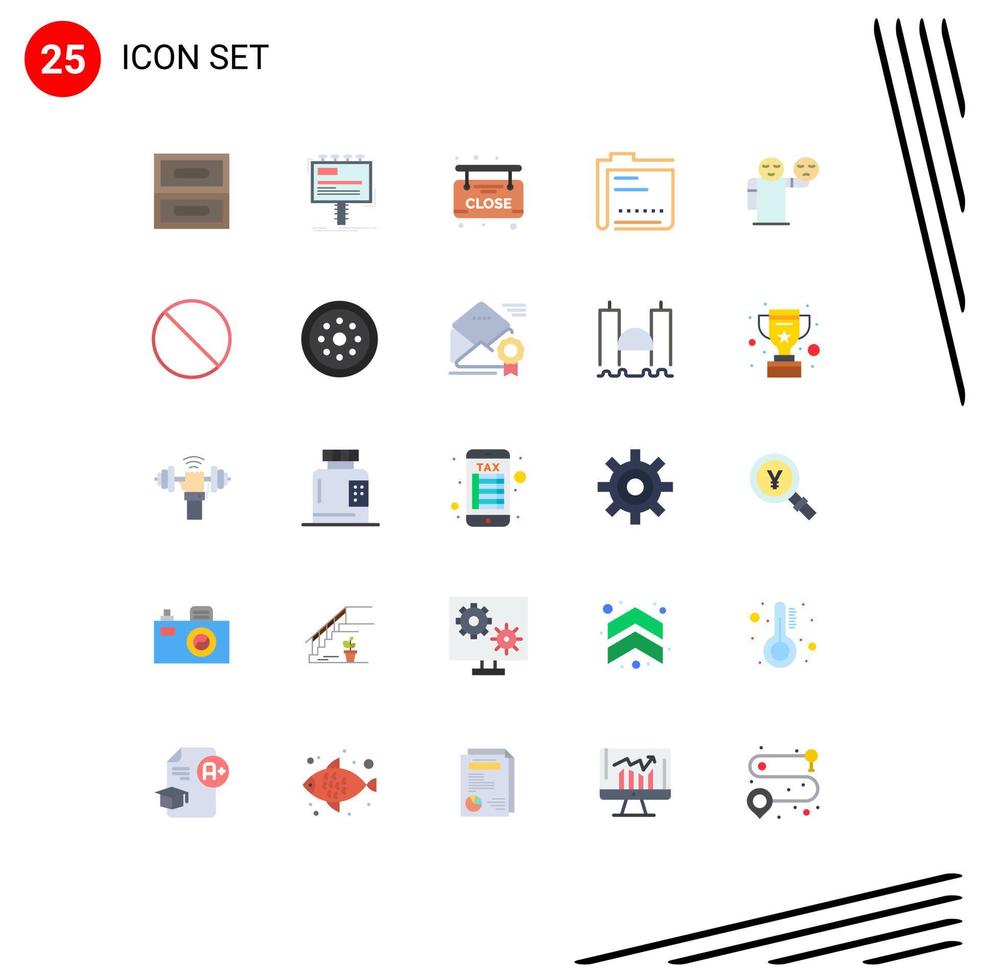 Flat Color Pack of 25 Universal Symbols of hand file market document content Editable Vector Design Elements