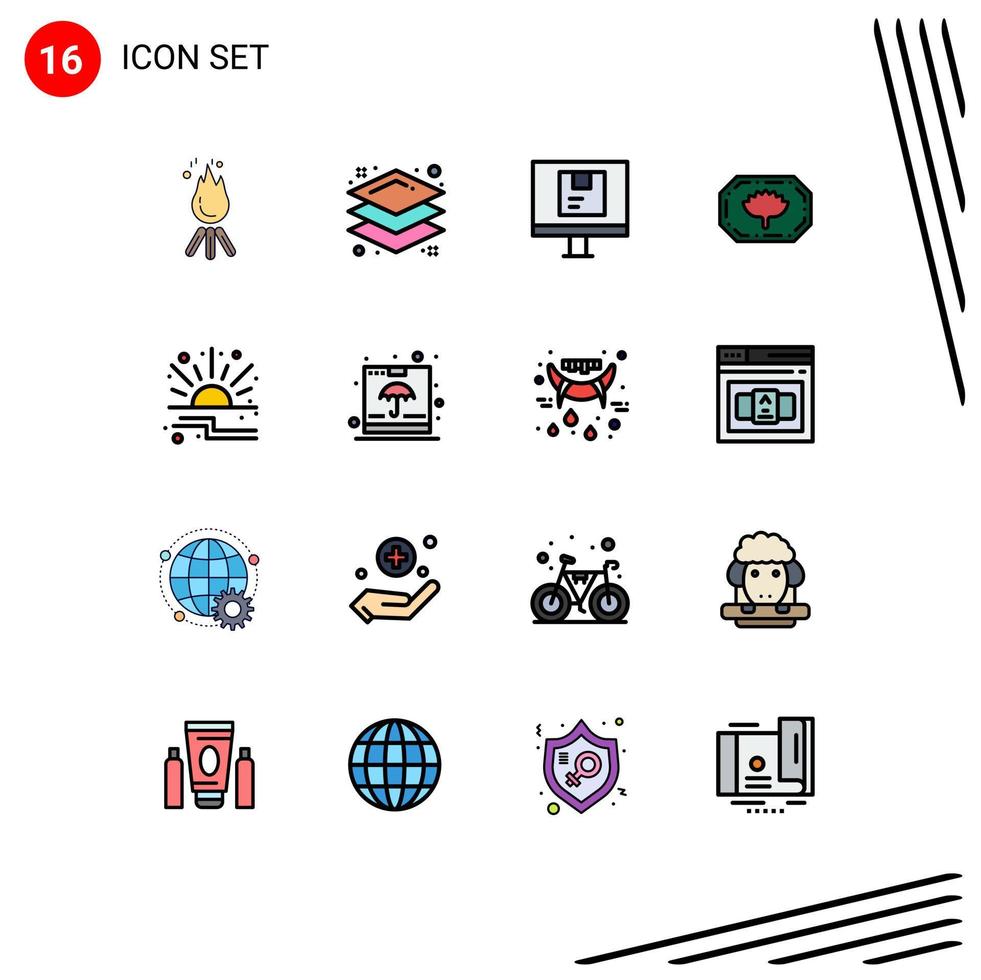 16 Thematic Vector Flat Color Filled Lines and Editable Symbols of offer bangla computer bangladesh monogram shipping Editable Creative Vector Design Elements