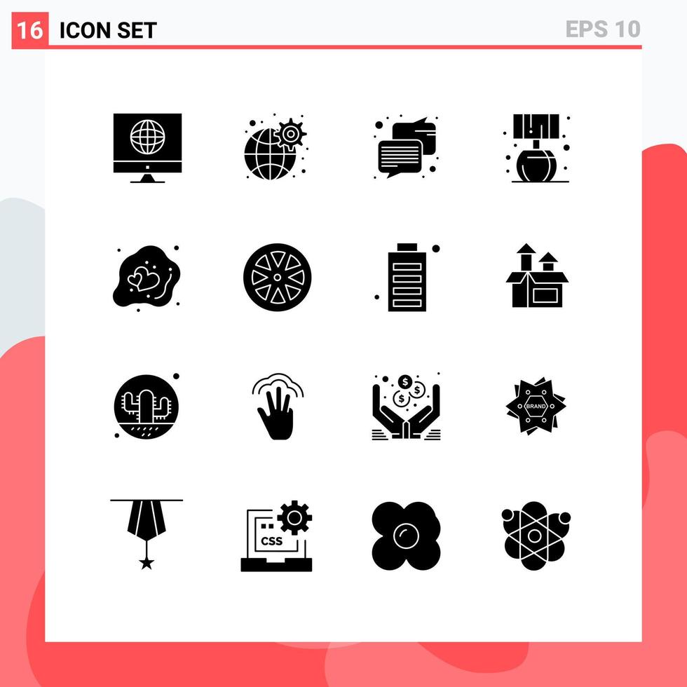 Set of 16 Modern UI Icons Symbols Signs for heart easter chat decorative living Editable Vector Design Elements