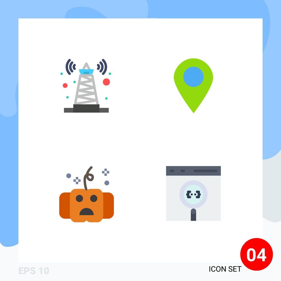 Modern Set of 4 Flat Icons and symbols such as signal eve satellite marker hallows Editable Vector Design Elements