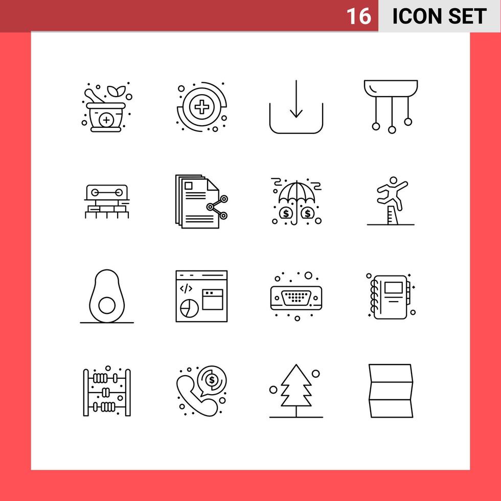 Pictogram Set of 16 Simple Outlines of scale construction ui level interior Editable Vector Design Elements