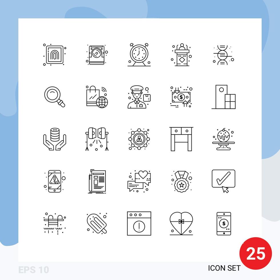 Set of 25 Commercial Lines pack for speech rostrum alarm dais timer Editable Vector Design Elements