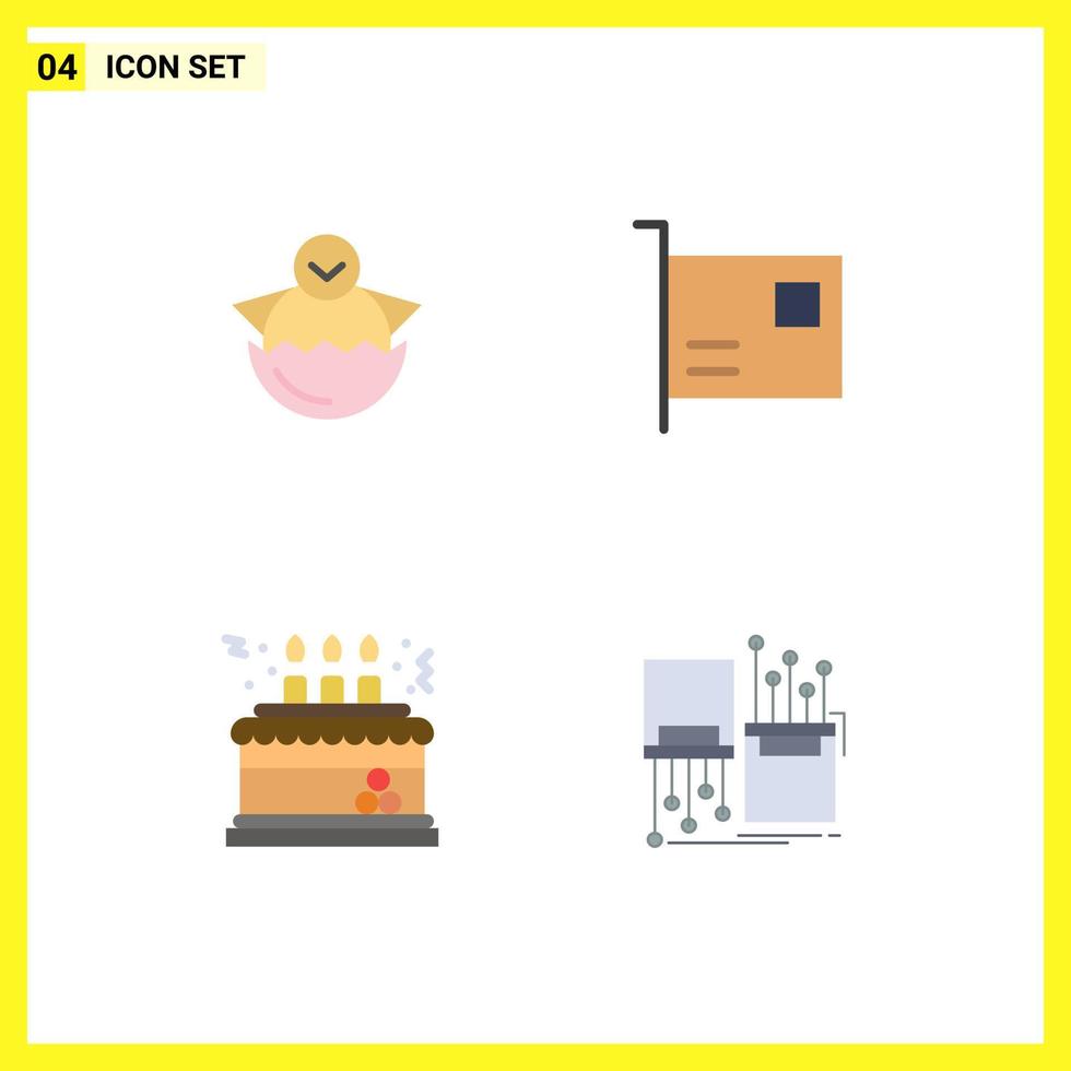 Universal Icon Symbols Group of 4 Modern Flat Icons of egg hardware baby computers cake Editable Vector Design Elements