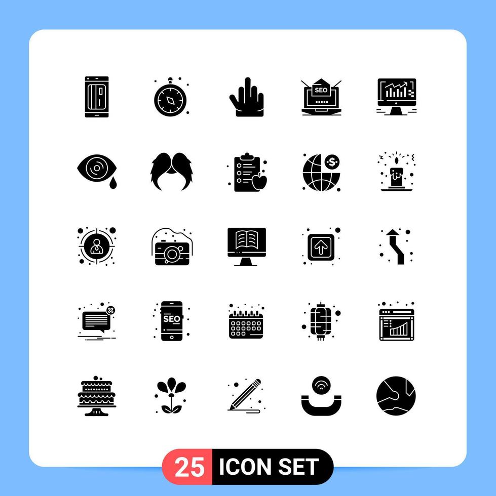 Set of 25 Modern UI Icons Symbols Signs for computer mail travel setting seo Editable Vector Design Elements