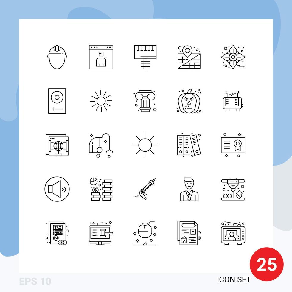 Group of 25 Modern Lines Set for thanksgiving business page location board Editable Vector Design Elements