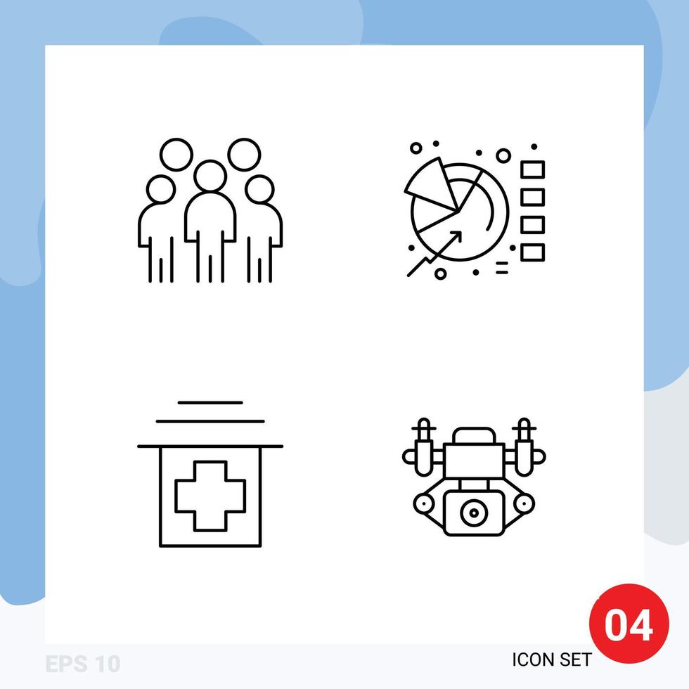 4 Creative Icons Modern Signs and Symbols of group healthcare people graph medical Editable Vector Design Elements
