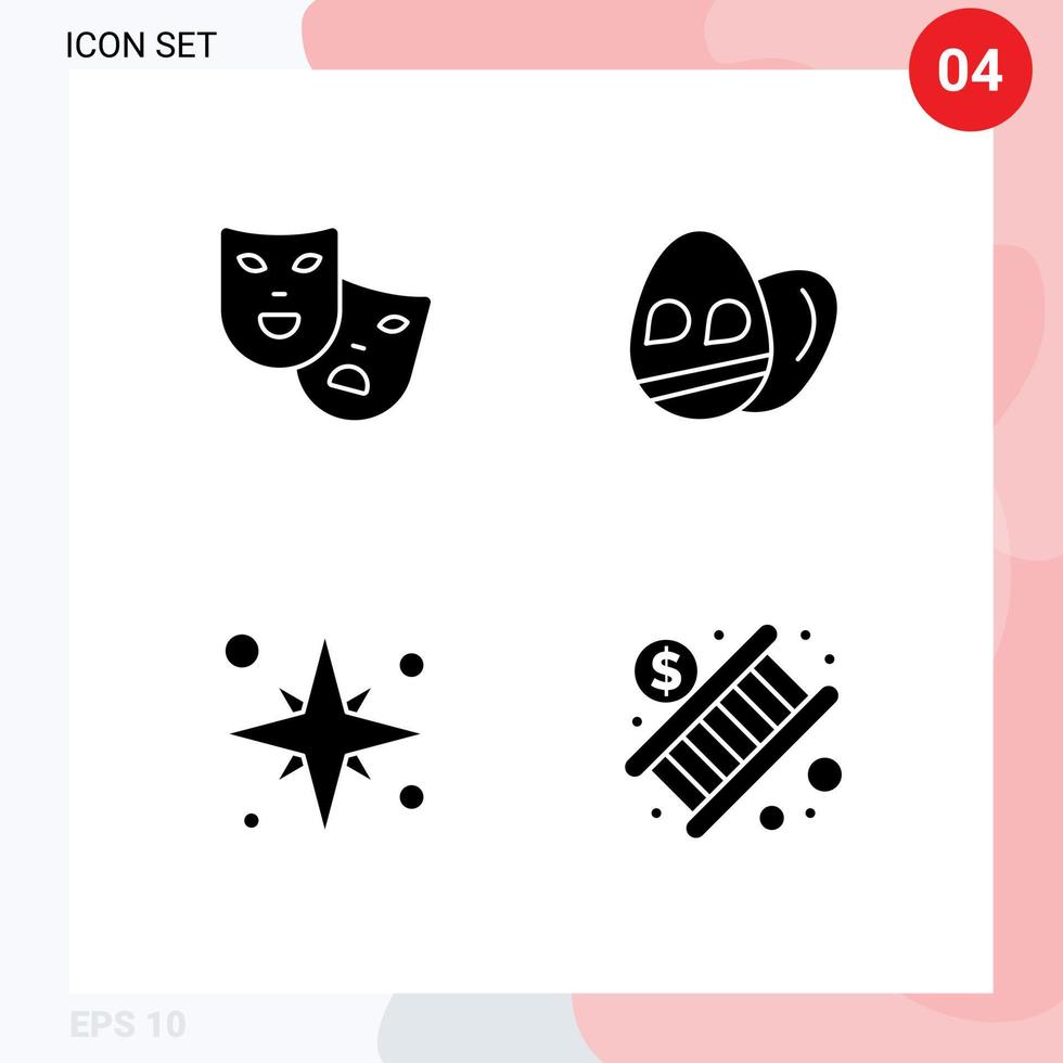 4 Creative Icons Modern Signs and Symbols of masks sea mardi gras holiday vacation Editable Vector Design Elements