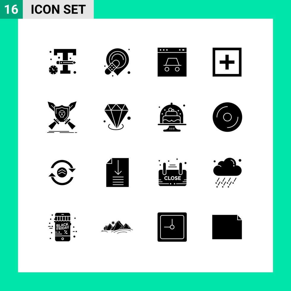 Editable Vector Line Pack of 16 Simple Solid Glyphs of support information hacker info website Editable Vector Design Elements